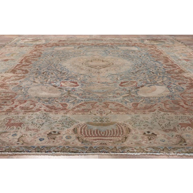 Blue Mid 20th Century Vintage Persian Kashan Kashmar Rug, 09'00 X 11'04 For Sale - Image 8 of 10