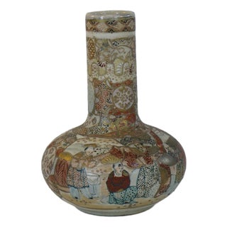 Mid 19th Century Vase SATSUMA ANTIQUE MEIJI JAPANESE KYOTO Ceramic For Sale