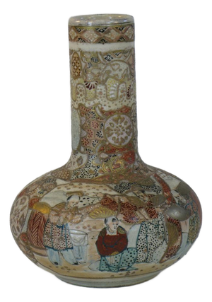 Mid 19th Century Vase SATSUMA ANTIQUE MEIJI JAPANESE KYOTO Ceramic
