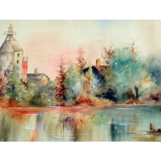 1940s C G Standeford Pond Reflections Watercolor Landscape 1940 For Sale - Image 5 of 7