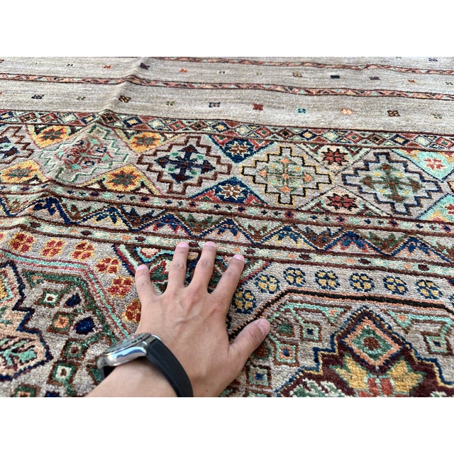 Afghan Gray Khorjin Hand-Knotted Wool Rug - 6'8" X 9'8" For Sale - Image 9 of 13