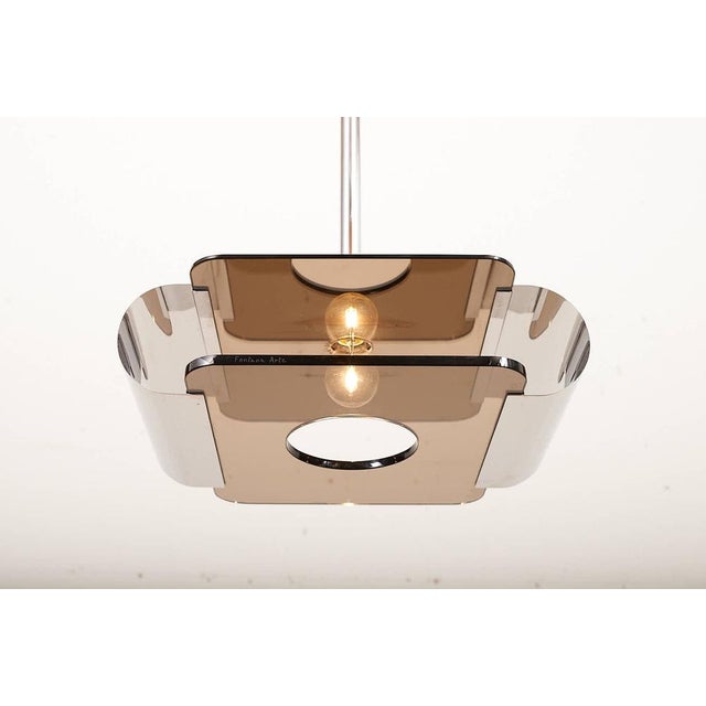 Hanging Lamp in Chrome-Plated Metal & Smoked Glass from Fontana Arte, 1970s For Sale - Image 12 of 12