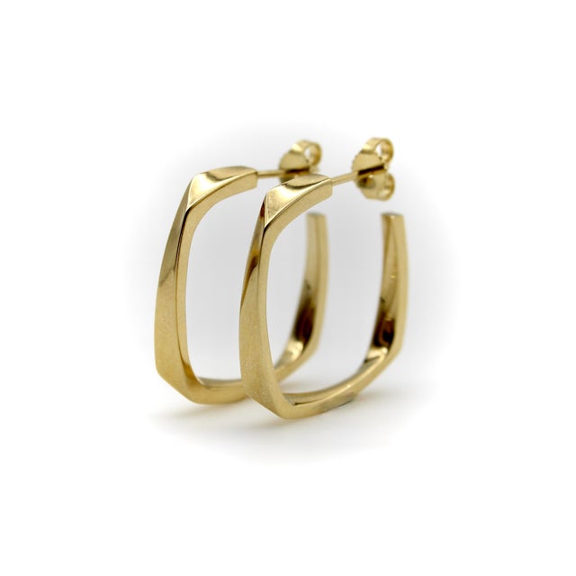Modern Vintage 18k Gold Frank Gehry Torque Hoop Earrings for Tiffany & Co, Pair For Sale - Image 3 of 10
