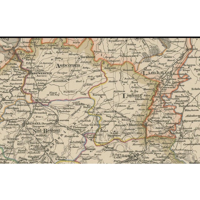 Antique Map of Netherlands, Belgium and Luxembourg by Perthes, 1857 For Sale - Image 4 of 10