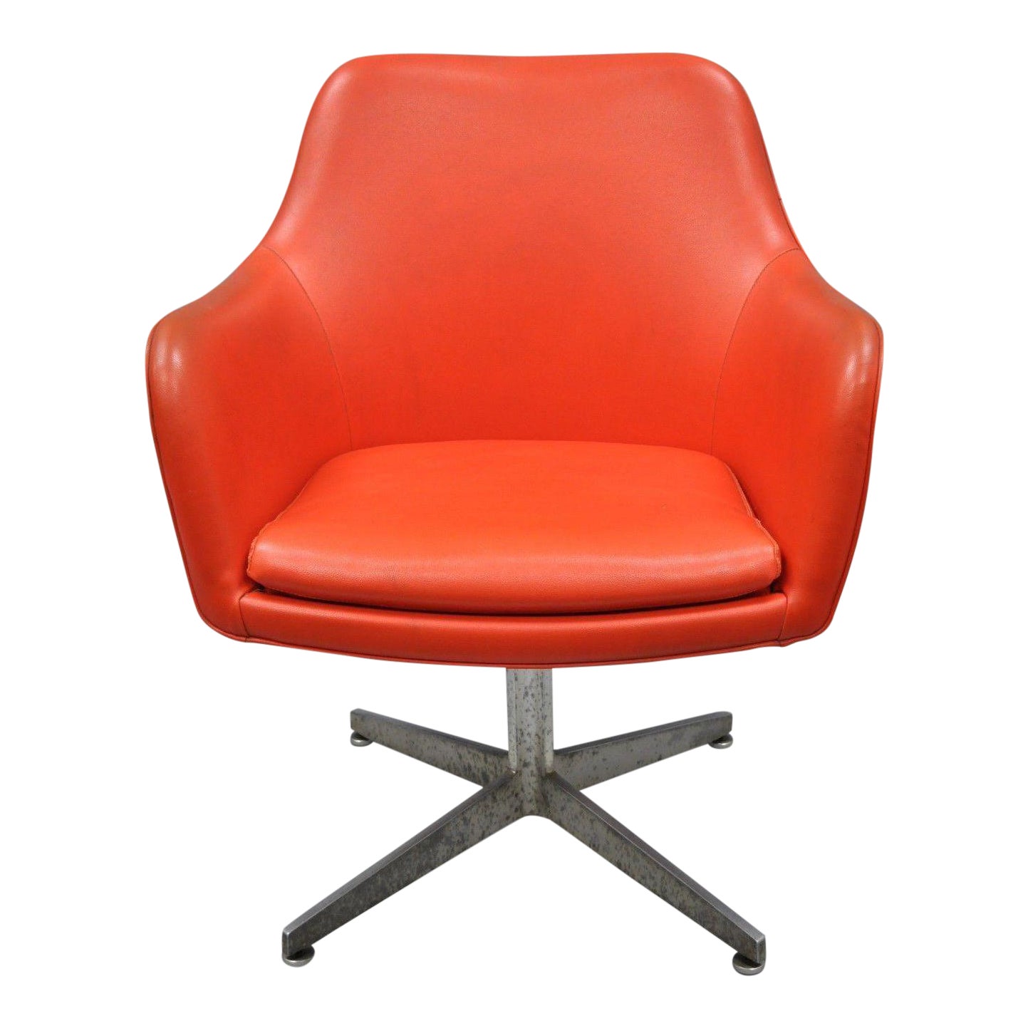 Vintage Good Form Mid Century Modern Orange Vinyl Office Desk Chair Chairish