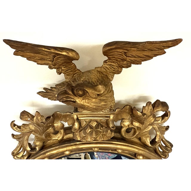 19th Century Federal Convex Bullseye Mirror With Eagle Pediment and Three Candle Holders For Sale - Image 14 of 18