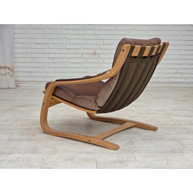Swedish Leather and Bentwood Lounge Chair by Åke Fribytter, 1970s For Sale - Image 15 of 18