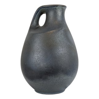 Vintage German Blue Ceramic Vase, 1960s For Sale