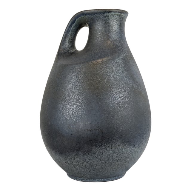 Vintage German Blue Ceramic Vase, 1960s For Sale