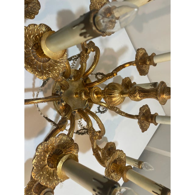Vintage French Louis IV Style Gilt Metal Chandelier 12 Light For Sale In Philadelphia - Image 6 of 12