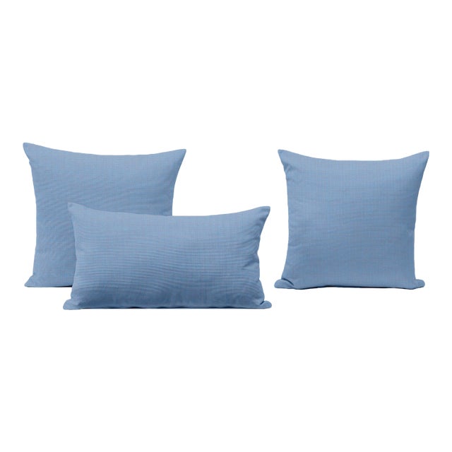 Orange + Blue Outdoor Throw Pillows - Set of 3 For Sale