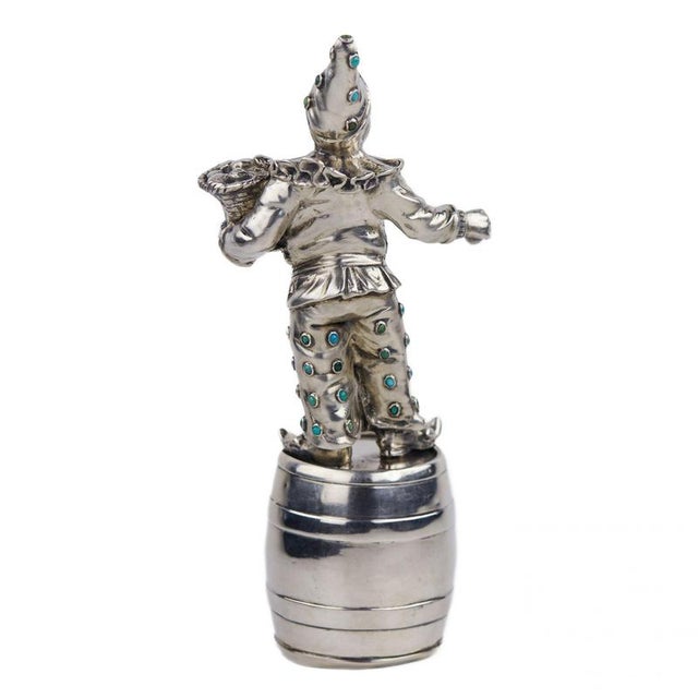 Metal Antique German Silver Figure of Harlequin, 1800s For Sale - Image 7 of 10