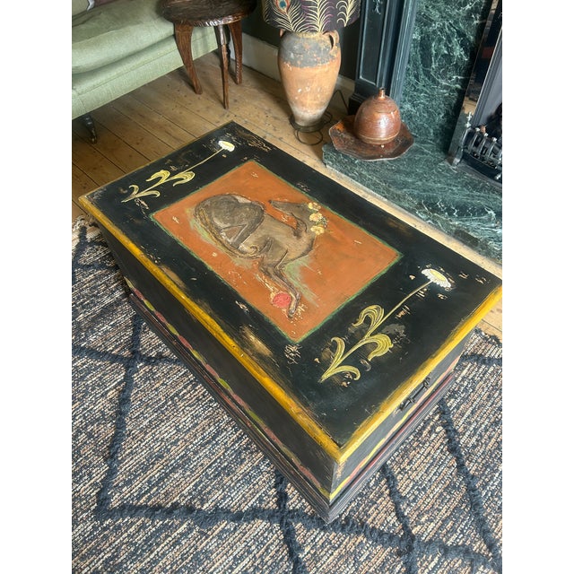 Vintage Painted Blanket Trunk with Hound Panel, 1920s For Sale - Image 6 of 13