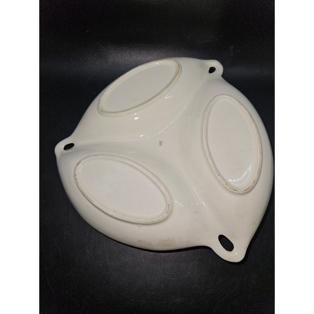 1960s Vintage Mid-Century Lefton Porcelain Divided Dish With Applied Flowers For Sale - Image 5 of 6
