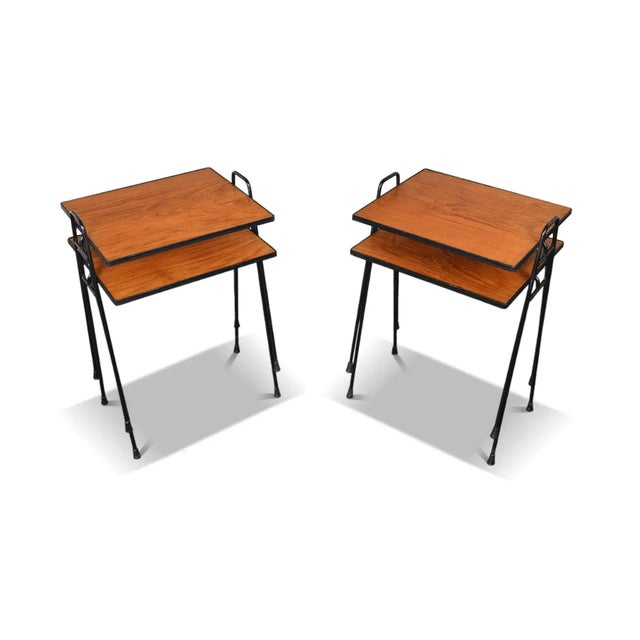 Mid 20th Century Set of Four Mid Century Stacking Tables in Teak + Iron For Sale - Image 4 of 9