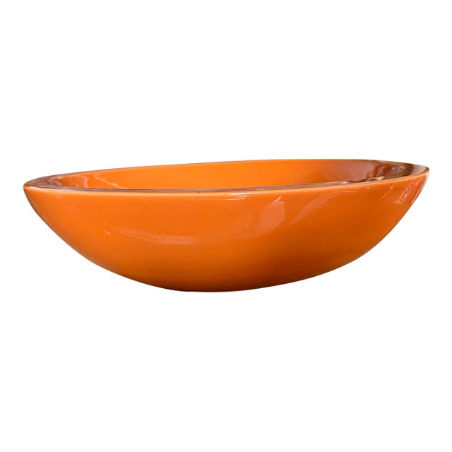 Vintage Mid-Century Modern Large 14” Ceramic Serving Bowl For Sale