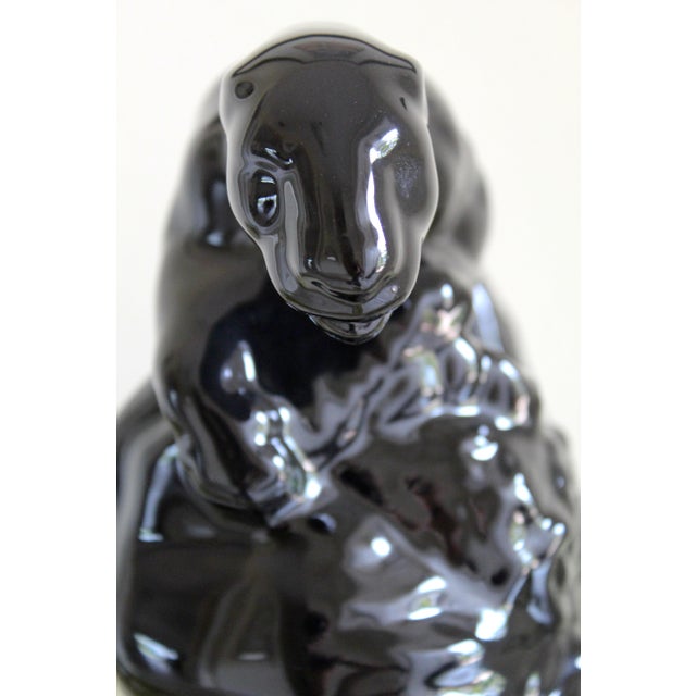 Vintage Mid-Century Modern Black Glazed Ceramic Panther Tv Lamp Sculpture, Made in Usa, Circa 1950s For Sale - Image 10 of 11