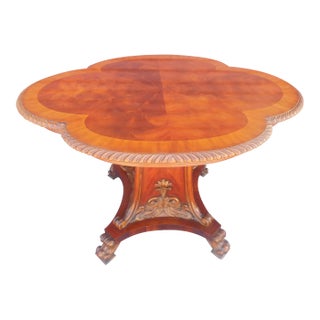 Maitland Smith Inlaid Hand Carved Mahogany Pedestal Table For Sale