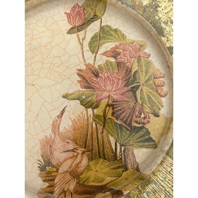 Vintage Lesley Roy Hand Made Decorator Reverse Painted Glass Plate For Sale - Image 4 of 12