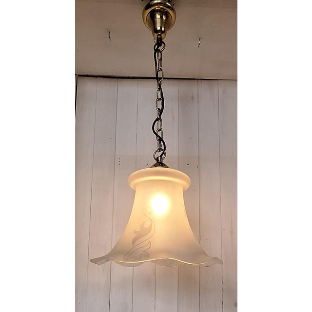 1980s Vintage Ceiling Lamp with Frosted Glass Shade from Kaiser, 1980s For Sale - Image 5 of 9