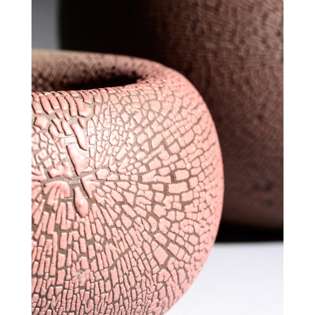 Sculpture Materials Reduction Glazed Ceramic Vase and Bowls by Mario Enke Studio Pottery, 1980s, Set of 3 For Sale - Image 7 of 18