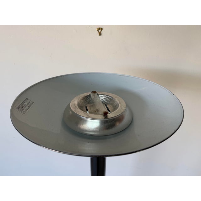 Postmodern 1980s Postmodern Gunmetal and Glass Torchiere Floor Lamp For Sale - Image 3 of 11