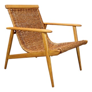 Vintage Rattan Armchair from ULUV, Czechoslovakia, 1960s For Sale