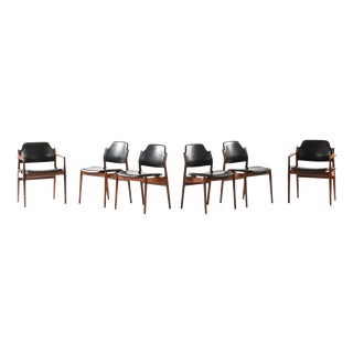 Scandinavian Modern Dining Chairs in Leather by Arne Vodder, 1960s, Set of 6 For Sale
