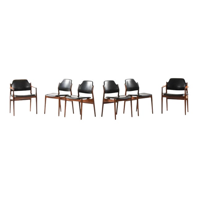 Scandinavian Modern Dining Chairs in Leather by Arne Vodder, 1960s, Set of 6 For Sale