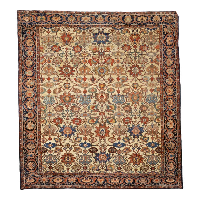 Antique Persian Farahan Rug 8'6" X 9’5” For Sale