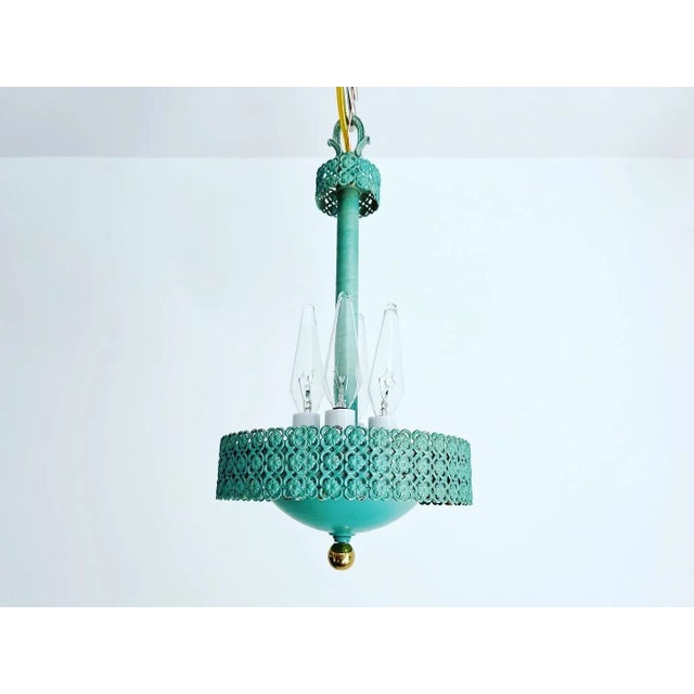 Rustic European Turquoise Garden Pendant Chandelier For Sale - Image 3 of 14