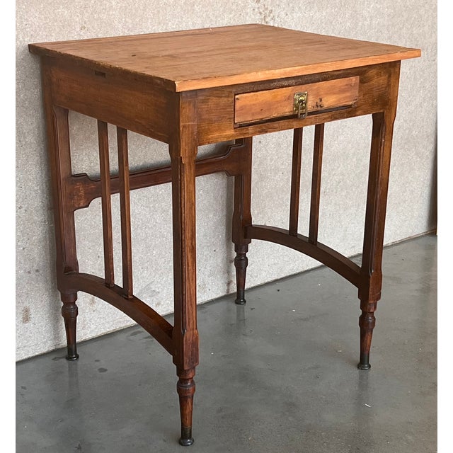 Spanish Country Pine Side Table With Drawer For Sale In Miami - Image 6 of 12