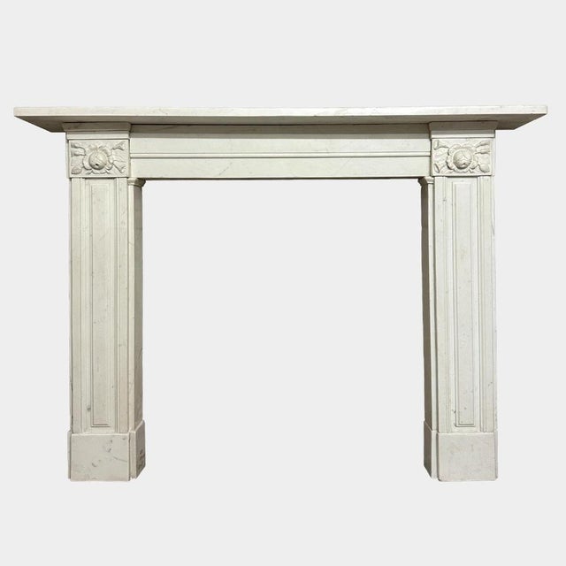 Regency English Fireplace Mantels in White Marble, 1830, Set of 2 For Sale - Image 16 of 17