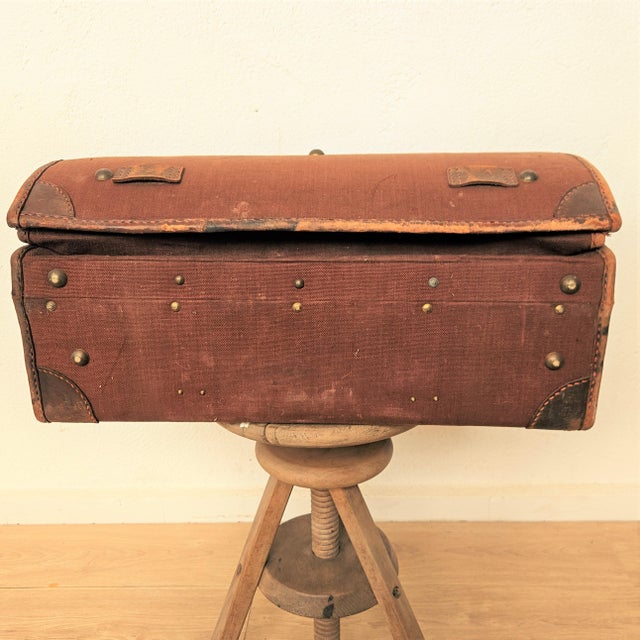 Antique Leather Car Travel Trunk, 1930s For Sale - Image 3 of 10