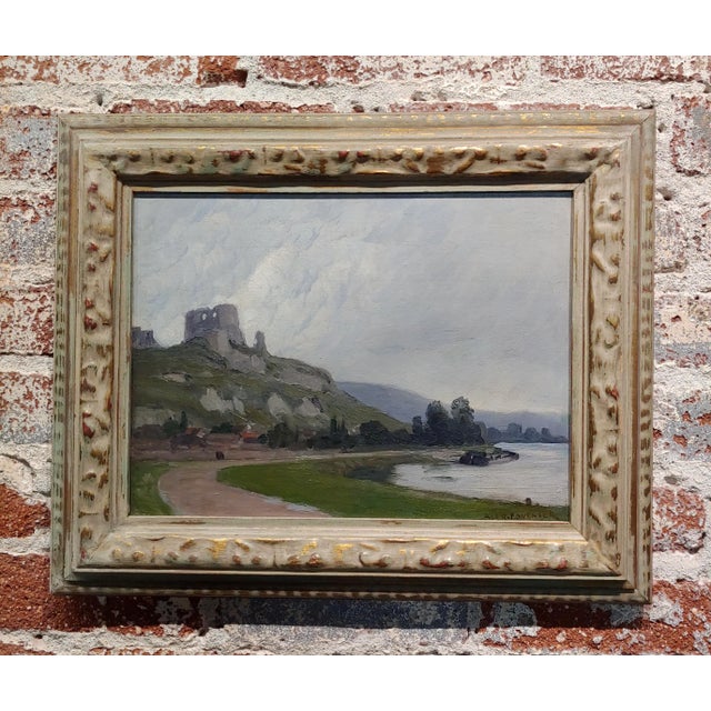 Alexis Fornier -Chateau Gaillard in Normandy-19th century impressionist Oil painting American Impressionist oil painting...