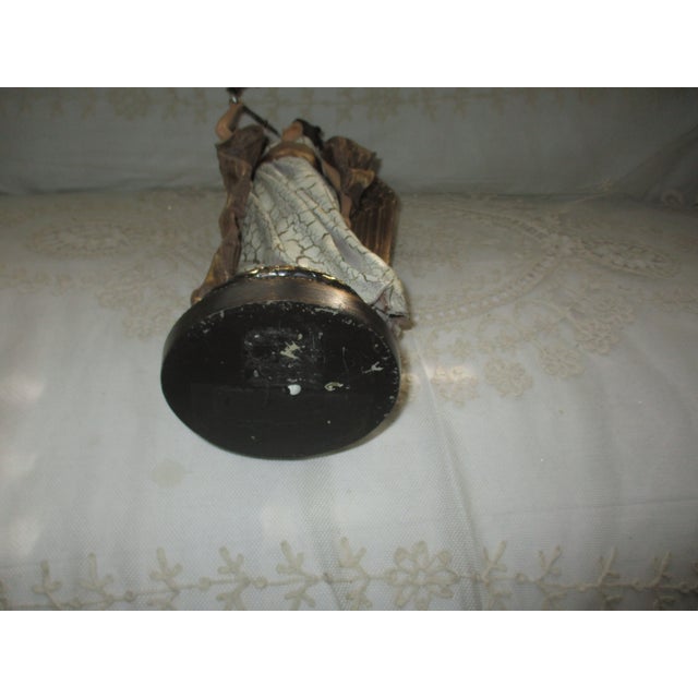 Vintage Golden & White Ornate Angel Blowing Horn Candle Holder 14" For Sale - Image 10 of 11