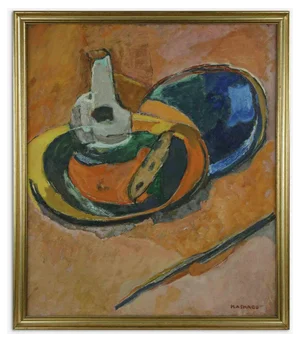 Mario Asnago, Still Life, Original Oil Painting, Mid-20th Century