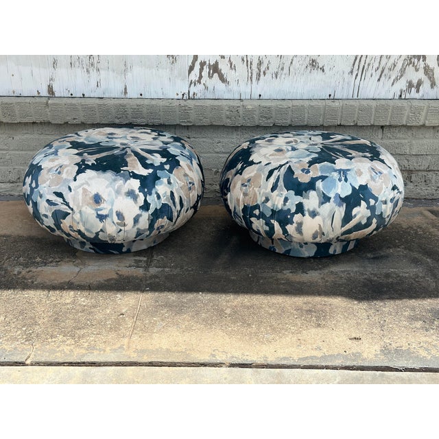 Textile Vintage Ottomans, Reupholstered For Sale - Image 7 of 8