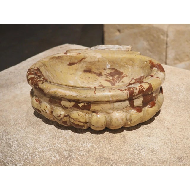Small Italian Beige and Burgundy Marble Lobed Basin or Vide Poche For Sale - Image 9 of 11