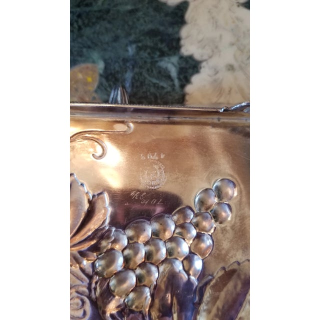 American Antique Silver Plated Grape Themed Basket For Sale - Image 3 of 11