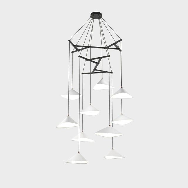 Daniel Becker 'Emily Vertikal 10' Chandelier in Matte White/Oak for Moss Objects For Sale - Image 11 of 12