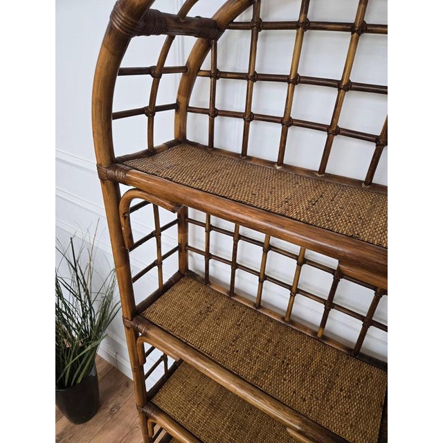Italian Riviera Bamboo Rattan Bookcase, 1960s For Sale - Image 8 of 10