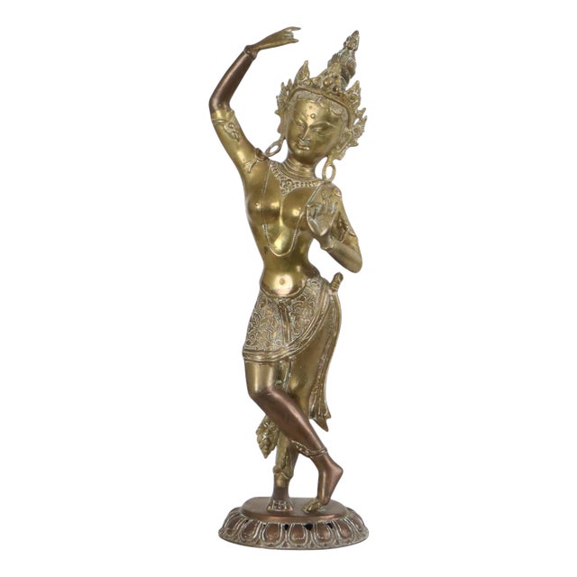 Large Brass Sculpture of Mayadevi, 1950s For Sale