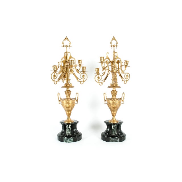 Mid-19th Century Gilt Bronze Five Arms Candelabra - a Pair For Sale - Image 12 of 12