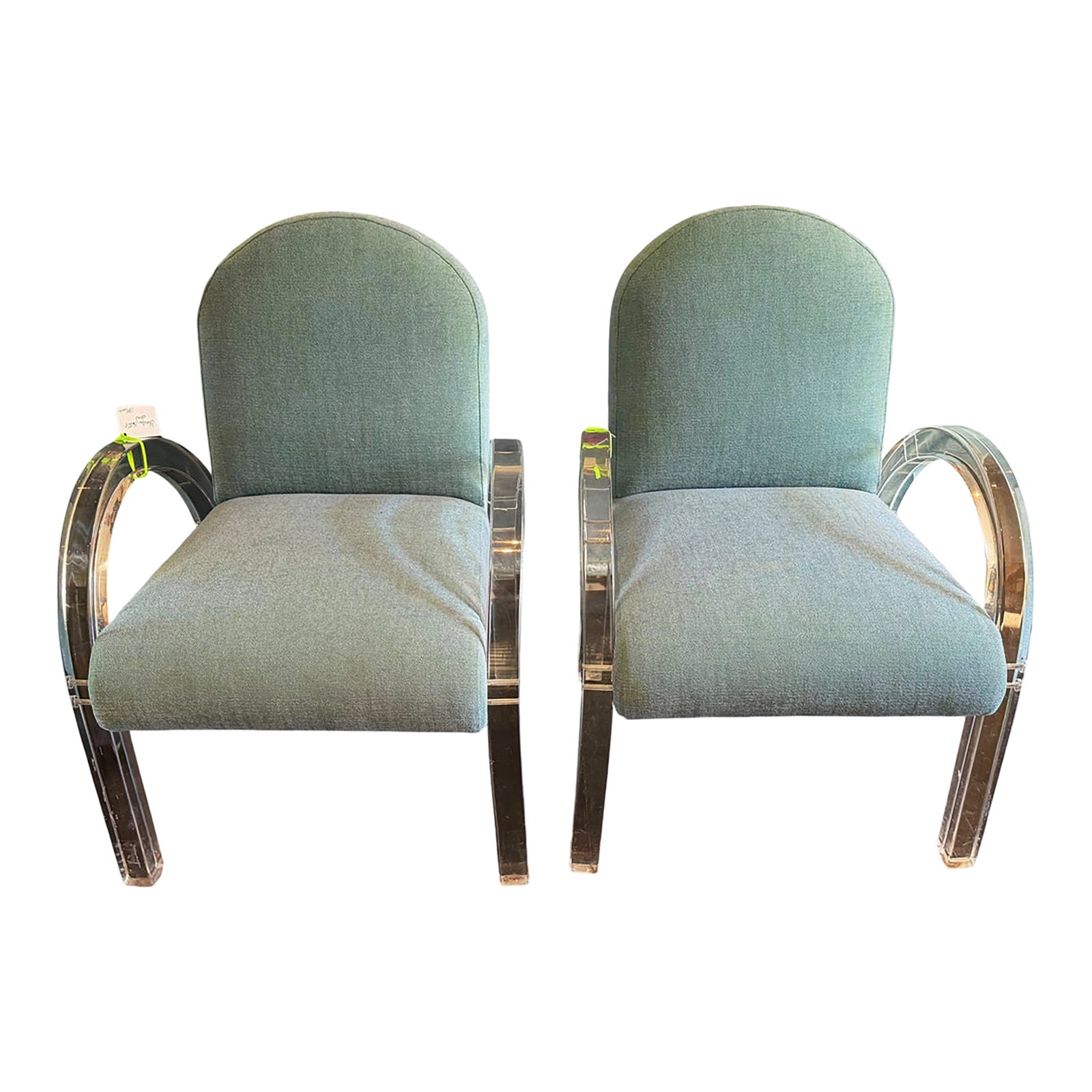 Pair of Charles Hollis Jones Mid Century Modern Blue Velvet Lucite ...