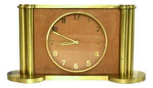 Large Art Deco Table Clock in Brass, 1930s