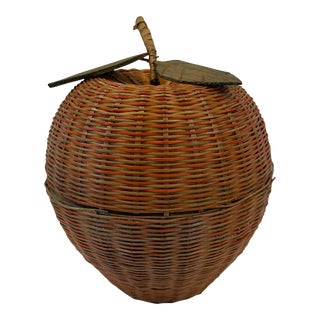 Vintage Woven Straw Fruit Shaped Basket For Sale
