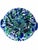 Blue and Green Spatter Art Glass Vase With Cobalt Scroll Handles For Sale - Image 12 of 15