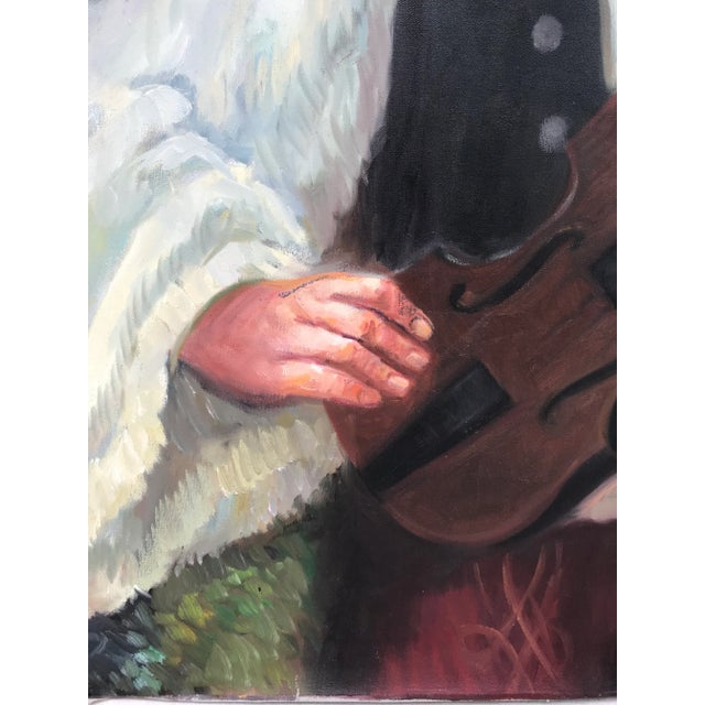 Portraiture Early 20th Century Original European Violinist Portrait Oil Painting For Sale - Image 3 of 5