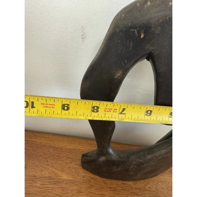 Vintage Abstract Thinking Man Sculpture Figurine Modernist Black Art Decor For Sale - Image 11 of 11